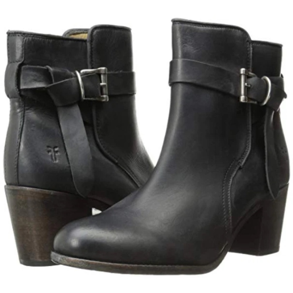FRYE Malorie Knotted Short Boots Black Leather, Sz 6